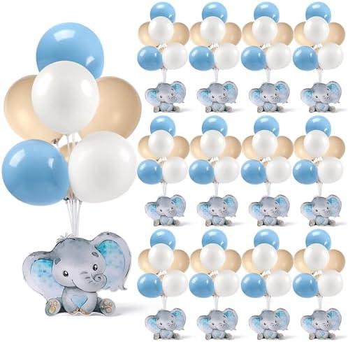 12 Sets Elephant Baby Shower Balloon Stand Kit for Table It's a Boy Baby Shower with Balloon Decoration for Elephant Theme Gender Reveal Birthday Party Table Decorations Supplies