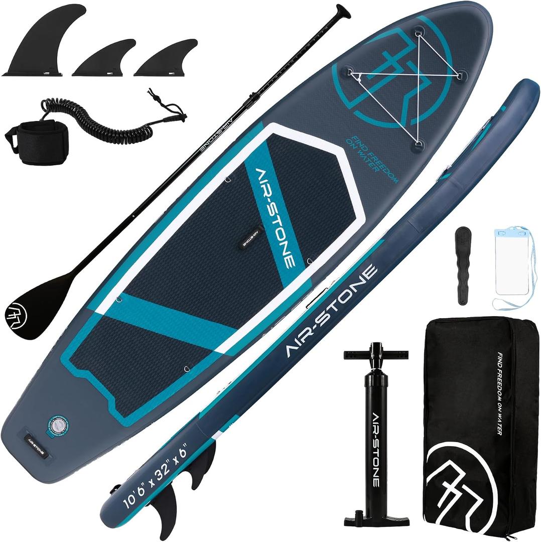 AIR-STONE 10'6 450 lb CapacityInflatable Stand Up Paddle Board with sup Accessories Including Backpack, Repairing Kits, Non-Slip Deck, Leash, 3 Fins, Paddle and Hand Pump
