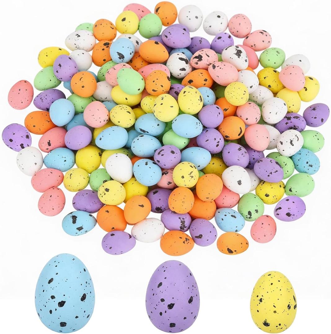 300PCS Decorative Easter Vase Filler Eggs, Speckled Foam Eggs in 3 Sizes, Colorful Mini Fake Eggs for Clear Vase Bowl Basket Centerpiece Spring Home Decor