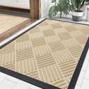 Smiry Front Door Mat Outside Entrance, Heavy Duty Outdoor Indoor Natural Rubber Doormat, Non Slip, Trap Dirt and Moisture, Easy Clean, Low Profile Patio Porch Entryway Mat, 35x23, Beige
