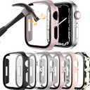 Rontion 6 Pack Hard PC Case for Apple Watch 40mm SE 3/SE(2022) Series 6/SE/5/4 with Tempered Glass Screen Protector, Ultra-Thin Scratch Resistant Protective Bumper Cover for iWatch 40mm Accessories