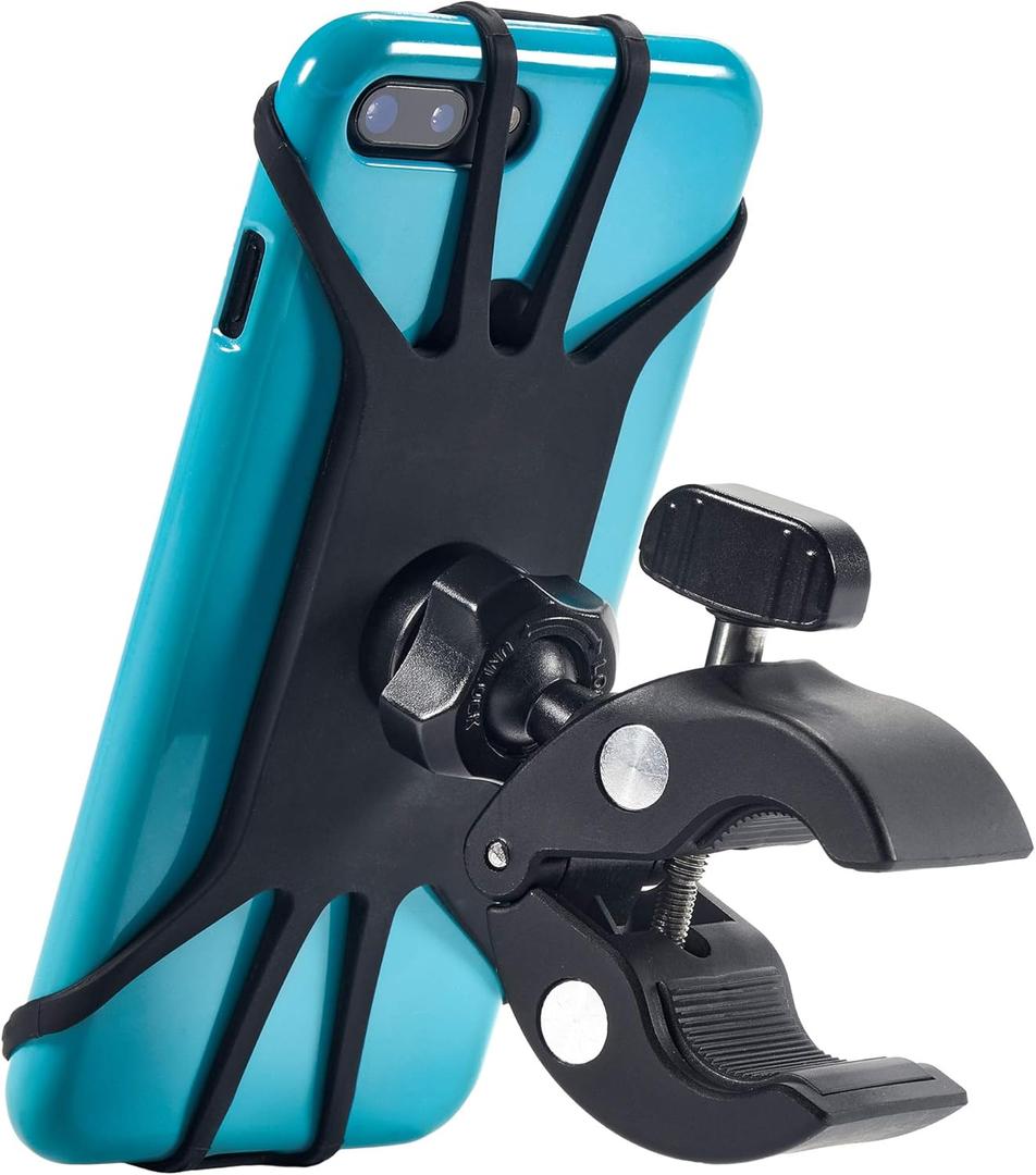 Upgraded 2025 Bicycle & Motorcycle Phone Mount - The Most Secure & Reliable Bike Phone Holder for iPhone, Samsung or Any Smartphone. Stress-Resistant & Highly Adjustable. x10 to Safeness & Comfort