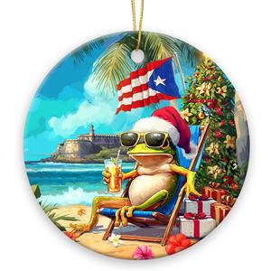 2 x Puerto Rico Ornaments 2026 - Elegant Puerto Rico Gifts for Men Women Mom Dad, Cute Ceramic Ornaments for Tree Decor, Unique for Friends, Funny Gifts for Puerto Ricans