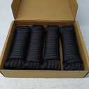 Kohree 3/8" x 25' Boat Dock Lines, Pre-Spliped 12" Eyelet Fender Lines, Heavy-Duty Double Braided Nylon Marine Ropes for Mooring, Docking Yacht Pontoon Accessories, 4 Pack, Black