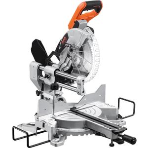 VEVOR Sliding Compound Miter Saw, 10-Inch Blade, 15 Amp Motor, 60-Tooth, Corded Double Bevel Sliding Miter Saw, LED Precision Alignment, Angle Adjustable, for Wood, Composite Decking, Laminates