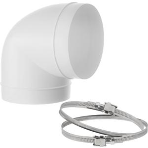 Repa Market 90 Degree 5 Inch Duct Elbow Pipe Connector - Round Flexible, Rigid PVC Pipe, Duct Tube Ventilation System Adapter - Plastic HVAC Duct Fittings with Adjustable Stainless Steel Hose Clamp 6"