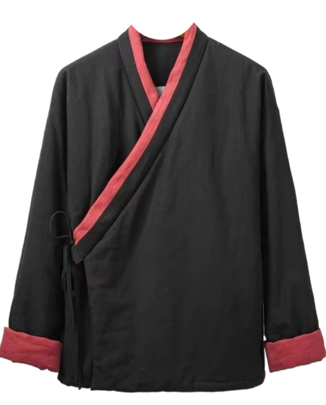 Chinese Style Parkas Men Streetwear Kimono Jacket Mens Kung Fu Cotton-padded Man Linen Coats Male Tang Suit L