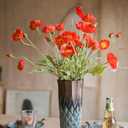 DUYONE Artificial Flowers 6 Stems Poppy Silk Bouquet,for Wedding, Home, Party Decoration,Table Centerpiece Arrangement(Dark Orange)