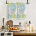 Artoid Mode Light Blue Dahlia Floral Bar Kitchen Towels, 12x24 Inch Quick Dry Microfiber Cloth Dish Towels for Kitchen Drying Set of 2