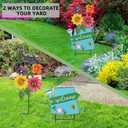 YEAHOME Garden Decor for Outside, 24.4 Decorative Garden Stakes Metal Watering Can with 4 Flowers for Spring Decor, Welcome Yard Signs for Outdoor Lawn Backyard Patio Porch Pathway Decorations