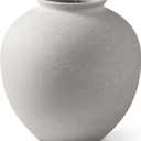 White Ceramic Vase - 7.8 Inch Rustic Farmhouse Vase for Home Decor, Round Modern Ceramic Vases for Living Room, Bathroom,Table, Holiday & Weddings (Stone White)