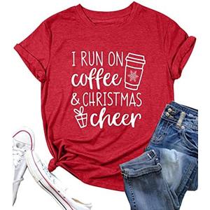 Funny Christmas Shirts for Women OMG Santa I Know Him Graphic Tops Xmas Holiday T-Shirt Christmas Vacation Shirt L