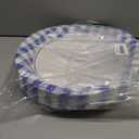 50Pcs Blue and White Gingham Oval Paper Plates 10" x 12" Large Blue Gingham Checkered Plaid Plates Disposable Heavy Duty Oktoberfest Plate for Oktoberfest Holiday Picnic BBQ Birthday Party Decorations