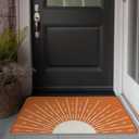 Boho Door Mat - Ocean Sun Boho Welcome & Bath Mat, Indoor & Outdoor Entryway, Kitchen & Bath Decor, 17x30 Rug Style