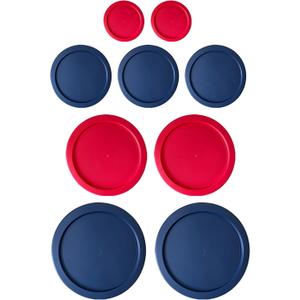 Replacement Lids for Pyrex Glass Food Storage Containers Round (2) for 7202-PC 1 Cup (3) for 7200-PC 2 Cup (2) for 7201-PC 4 Cup (2) for 7402-PC 6/7 Cup Red Blue