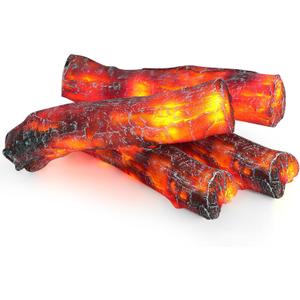 LED Electric Fireplace Logs with Realistic Flames, 10.4 inch Flameless Plug-in Fire Light, Indoor Decorative Faux Logs(26cm/10.4in) No Battery