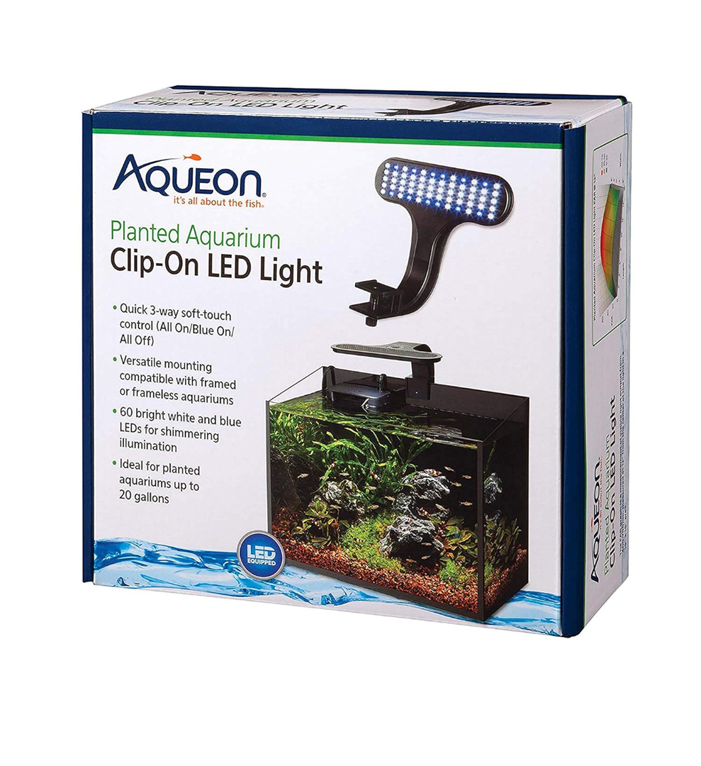 Aqueon Clip-On LED Aquarium Fish Tank Light for Planted Growing Plants for Up To 20 Gallon Aquariums