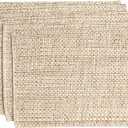 Sweet Home Collection 100% Cotton Placemats for Dining Room Rectangle Two Tone Woven Fabric 13" x 19" Soft Durable Table Mat Set, Set of 6, Eggshell OEKO-TEX STANDARD 100