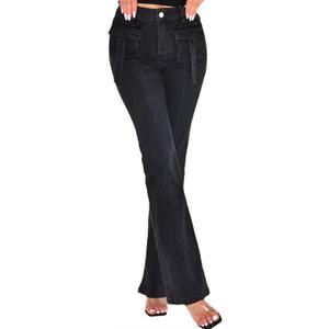 ZERMOM Women's Skinny Ripped Jeans Stretch Mid Rise Destroyed Distressed Denim Pants (X-Large, Black-aa)