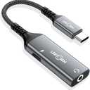 USB C to 3.5mm Headphone and Charger Adapter,2 in 1 USB C to Aux Audio Jack with PD Fast Charging Dongle Cable Cord for iPhone 17 16 15 Pro Max,Samsung Galaxy S25 S24 S23 Pixel Ultra,iPad Pro (2 Port-Integrated, Grey)