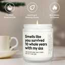 10 Year Anniversary Candle Gifts for Him Her Wife Husband, 10th Anniversary Funny Gifts, Aluminum/Tin Gift for 10 Year Wedding Anniversaries, Ten/Tenth Tin Anniv. Present, Lavender, Handmade