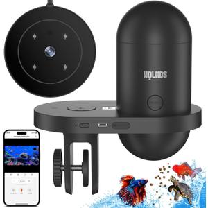 Automatic Fish Feeder with 2.5K Camera,WiFi/App Control,Moisture-Proof Vacation Food Dispenser|2.4G&5G Precision Feed System,Visual Monitor for Aquariums,Turtle Pens,Betta Tanks (Dark Grey)