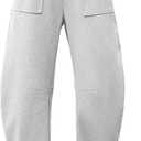 ELLEVEN Womens Baggy Barrel Sweatpants, High Waisted Wide Leg Sweat Pants Drawstring y2k Casual Palazzo Loose Trousers, M
