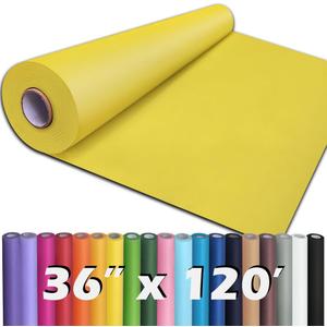 PerkHomy 36" x 1,440" (120') Lemon Yellow Kraft Paper Roll for Craft Bulletin Board Paper Art Table Covering Crafting Gift Wrapping Bouquet Packing Parcel 80GSM 55LB (Lemon Yellow, 36" x 120')