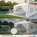 HOTEEL 10x30 FT Party Tent Outdoor Canopy Tents for Parties with 8 Removable Sidewalls, Carpas para Fiestas Waterproof for Gazebo Large Backyard Shelter Patio White Wedding Event Tent BBQ