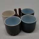 Ceramic Espresso Cups with Wooden Handle Espresso Shot Cups Ceramic Tea Cups Porcelain Demitasse Cups for Coffee or Tea, 3oz (Mixed, 4)