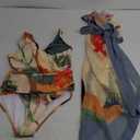 Women One Piece Swimsuit with Matching Cover Ups Floral Sexy Bikini Sets High Cut Push Up Two Pieces Bathing Suit (Medium, Nude-green(2pcs))