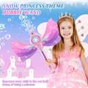 Bubble Wands for Kids Girls - LED Light & Music Bubble Machine: 3 AA Batteries & 2 Bubble Solutions, Outdoor Party Birthday Toys for Toddlers, Gift for 3 4 5 6 7 8 Year Old Girls, 13.2 inches