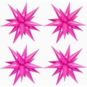 50 Pcs Hot Pink Foil Cone Star Balloons - Big 26 inch Pink Explosion Star Mylar Balloons for Party Supplies - Christmas, Birthday, Wedding Decorations
