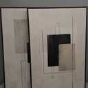 Large Framed Neutral Abstract Wall Art for Living Room, Set of 2 Black and Beige Modern Canvas Prints Paintings Artwork for Walls, Minimalist Block Lines Pictures for Hallway Office Wall Decor 24x36 In (Minimalism)