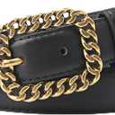 Belts for Women Trendy Womens Belts for Jeans Dress Belt Women Soft Leather Belt Ladies Waist Adjust Size Up to 38" (Black)