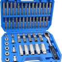 50PCS Suspension Shock Absorber Strut Nut Removal Tool Socket Set, 1/2 inch Steering Hub Shock Absorber Ratchet and Wrench Set, Shock Strut Installation Removal Tool Kit for All Vehicles