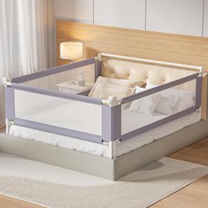 3-Piece King Size Bed Rail for Toddlers - Height Adjustable Baby Bed Rail Guard with Headboard Rod,Safety Bed Rails for King Size Bed with Child Lock (3 Sides for King Size(78.74x78.74x74.8 Inch))