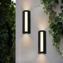 2-Pack Dimmable LED Outdoor Wall Lights, Black Modern Exterior Up Down Porch Light Wall Mount, 10W 11.8 Wall Sconce for House, Patio, Commercial Lighting Fixtures