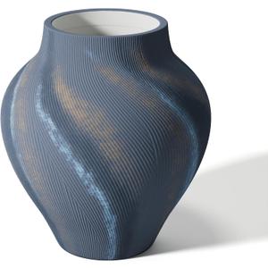 9.8" Modern Sculptural Ceramic Vase Swirled Matte in Dusty Blue