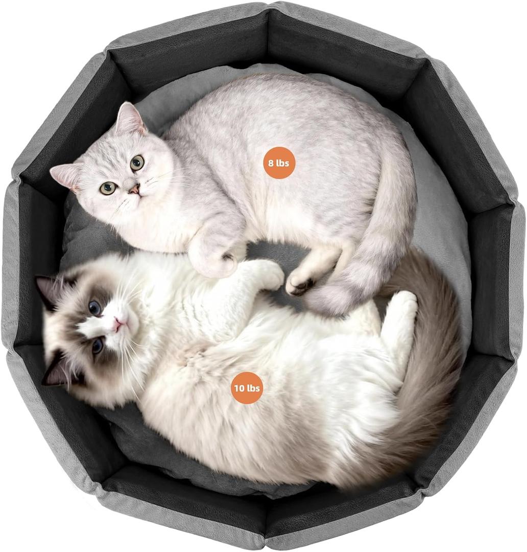 PJYuCien Premium Orthopedic Memory Foam Round Pet Bed for Large Cats, Small Dogs & Puppies - 20" Indoor Donut Cuddler with Non-Slip Bottom, Machine Washable, Supports Pets Up to 18 lbs, Gray