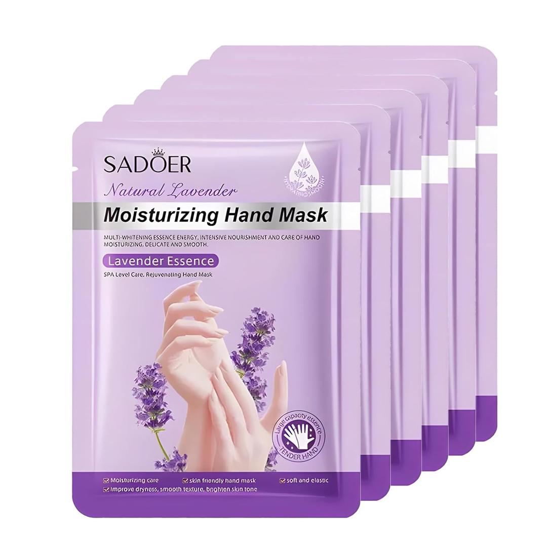 Chicwe 6 Pairs of Hand Masks Moisturizing Glove, Hydrating Hand Masks for Dry Peeling Hands, Exfoliating Collagen Gloves for Smooth Hands (Lavender) (1.67 Fl Oz (Pack of 6))