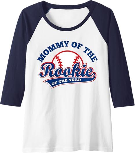 Womens Mommy of The Rookie Shirt,Rookie of The Year Baseball Mommy Raglan Baseball Tee XL