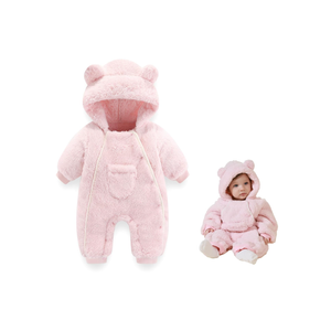 Newborn Baby Bear Outfit Suit Girls Boys Fleece Jumpsuit Romper Hooded Coat Winter Clothes Outwear Snowsuit 0-3 Month