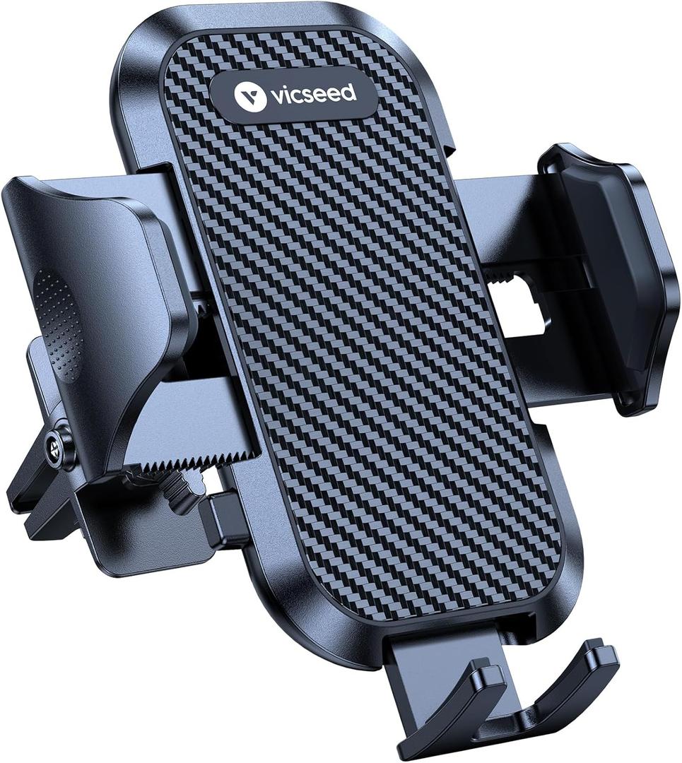 VICSEED [2025 Upgrade Ultra Stable Car Phone Holder Mount [Never Fall Off & Won't Break] Universal Air Vent Phone Mount for Car Easy Clamp Phone Holders for Your Car for iPhone 16 Pro Max 15 14 13 12 (Black)