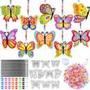 Dunzoom 30 Set Butterfly Suncatchers Kit Spring Summer DIY Window Suncatchers Craft Make Your Own Butterfly Suncatchers Ornaments Painting Craft Kits for Party Painting Activity Decoration