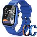 Smart Watch for Kids with 40 Games Video Camera Music Pedometer Flashlight Alarms 12/24 hr HD Touch Screen Kids Watch 2 Extra Bands Birthday Gift for Boys Girls Ages 4-12 Years Old(Blue)