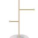 Jewelry Organizer, Solid Marble Gold T-Bar Necklace Display Stand Earrings Holder for Home with Marble Pattern Round Tray Jewellery Stand for Necklaces, Bracelets, Earrings, Rings and Watches