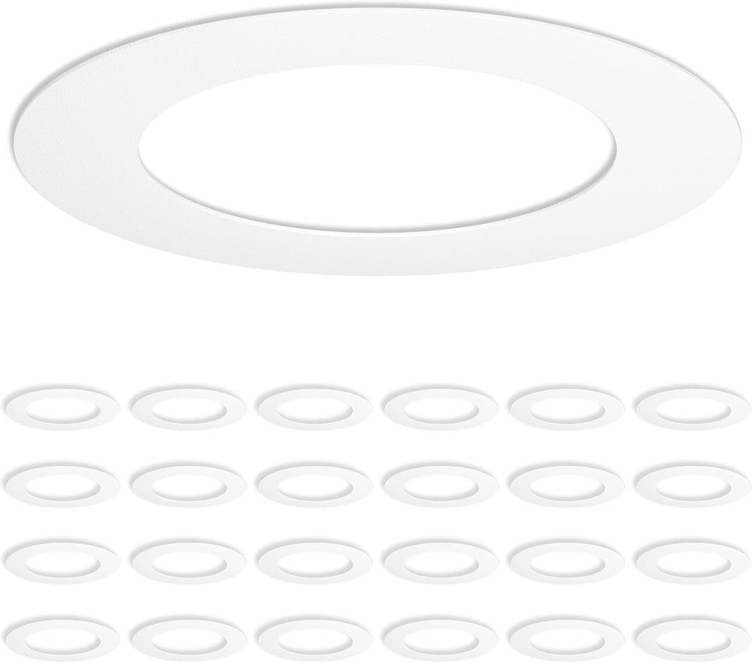 Amico 24 Pack Goof Rings for 6 Inch Recessed Lights, Can Light Trim Ring Cover, Outer Diameter 8.6-inch, Inner Diameter 6.2-inch, Durable Plastic Design, White