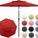 10FT Patio Umbrella, 2 Tier Outdoor Table Umbrella, Large Vented Market Umbrellas with Push Button Tilt and Crank, 8 Sturdy Ribs for Backyard, Deck, Pool, UPF50+ UV Protection
