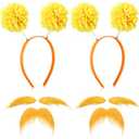 Riceshoot 2 Pcs Yellow Mustache and Eyebrow Facial Hair Fake Beard Costume Accessories for Halloween Festival Cosplay Theme Party